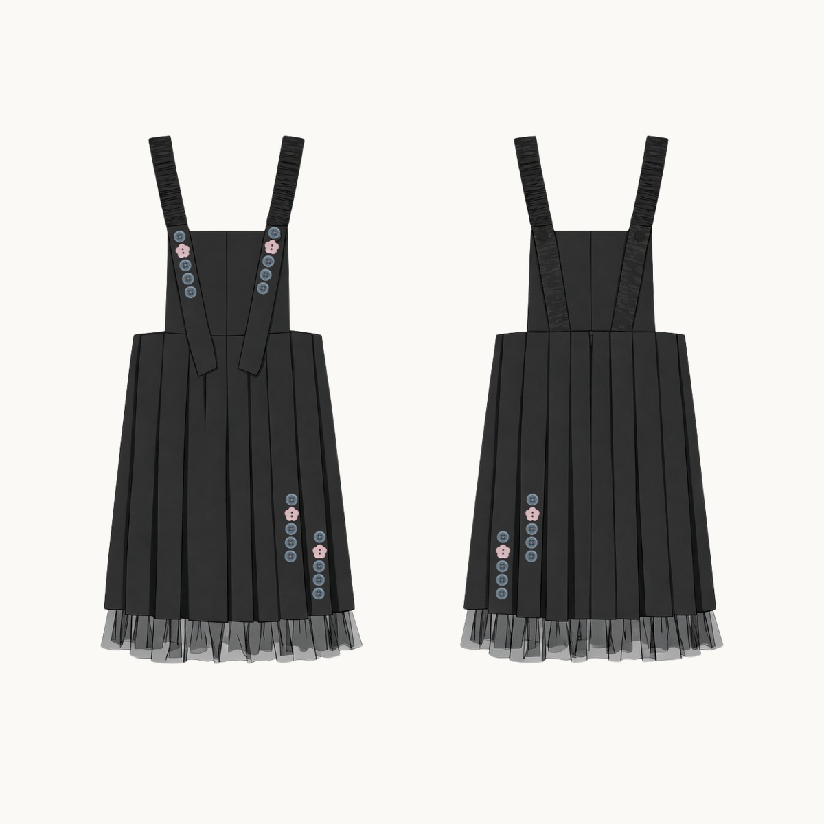 Adjustable Strap Pleated Dress