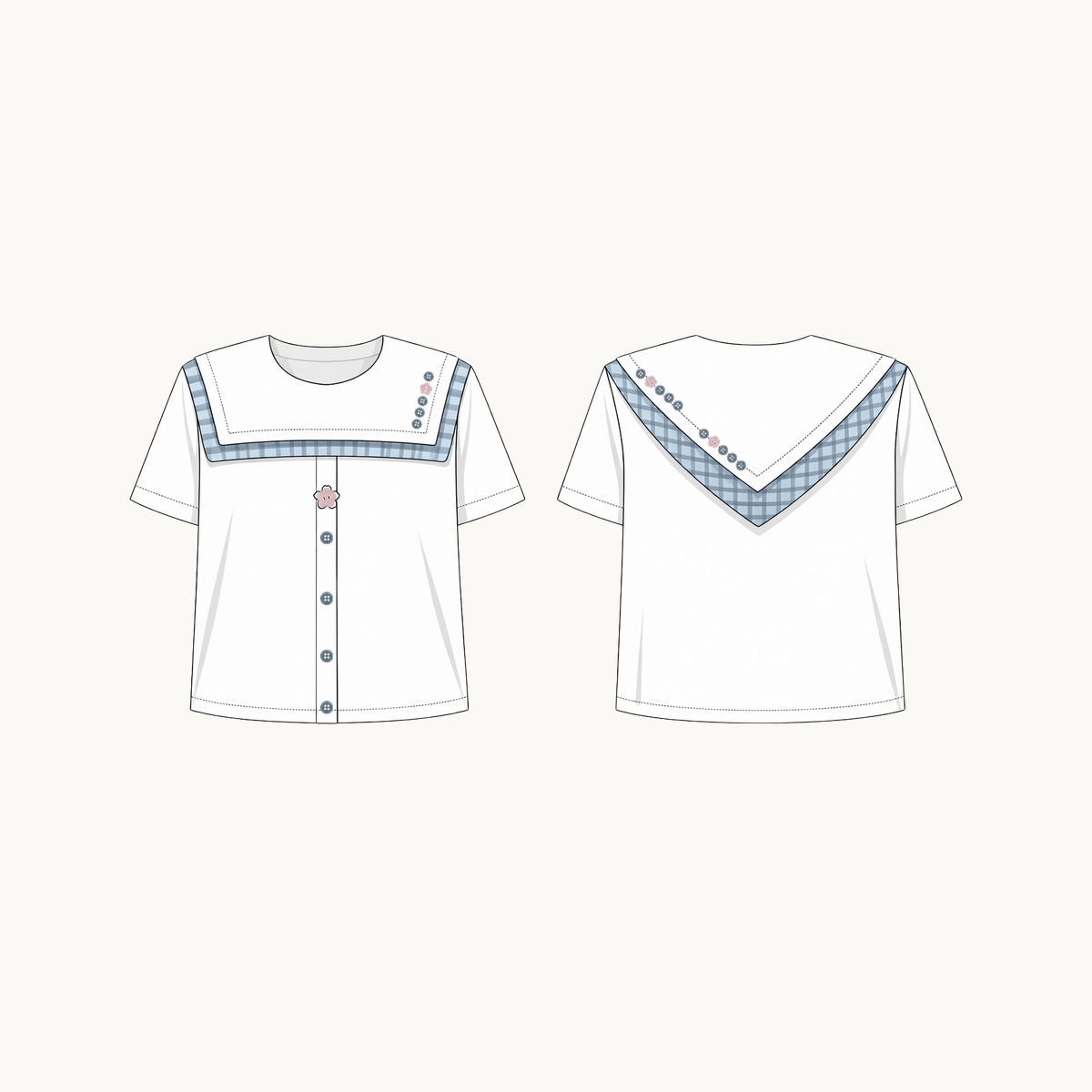 Sailor Collar Short Sleeve T-Shirt