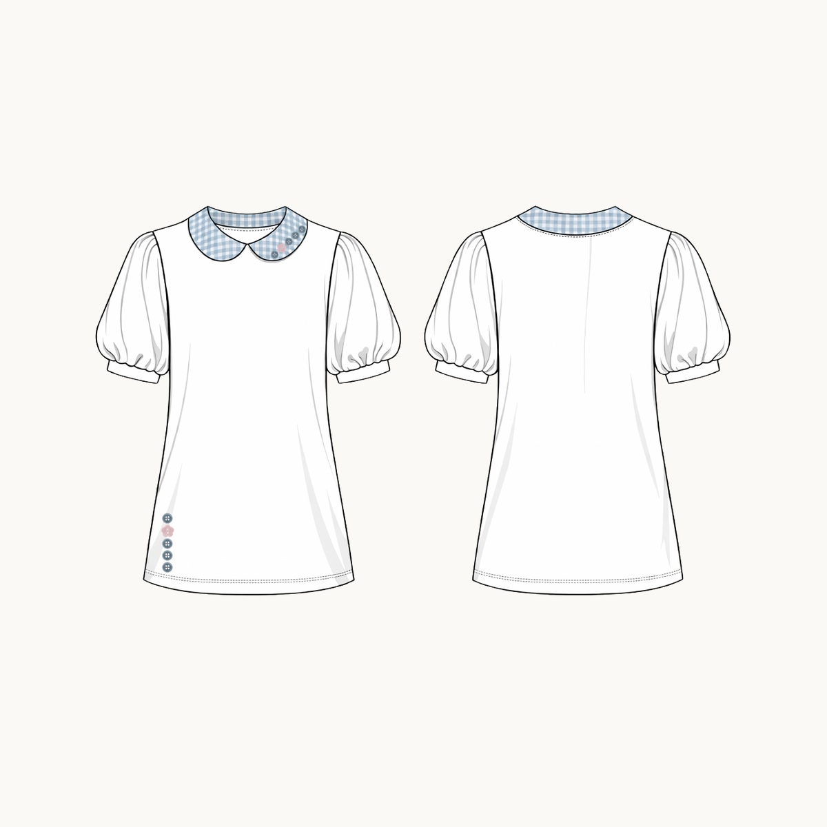 Puff Sleeve Peter Pan Collar T-Shirt